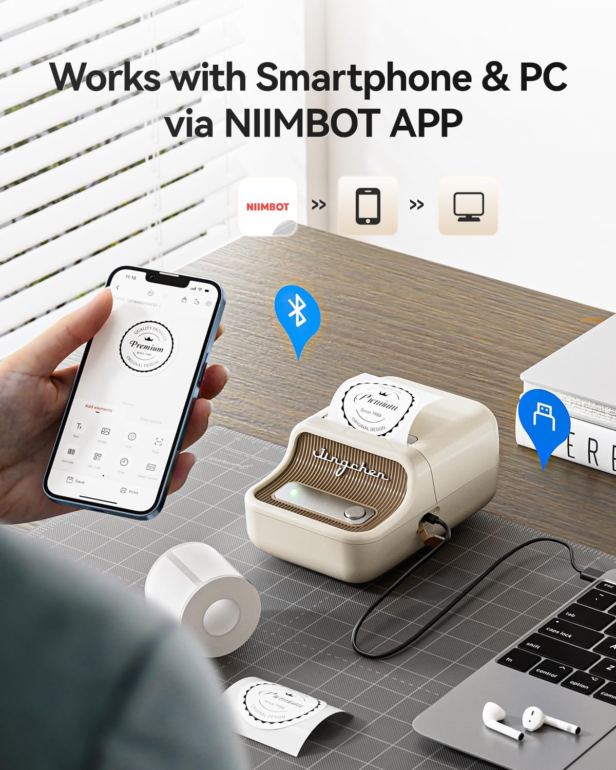 Nomad Print Vintage Compact Label Maker for Home & Business Use
